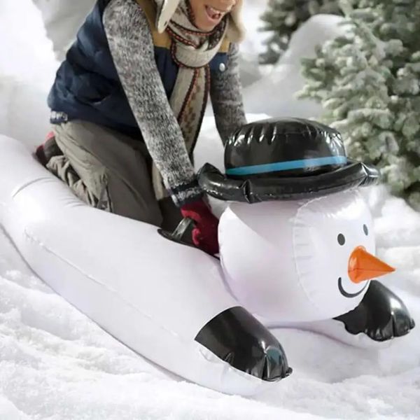 Luge 55% en gros épaissir Tube de neige résistance à la déchirure PVC bonhomme de neige forme gonflable traîneau à neige pour le ski 231109