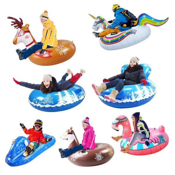 Luge Géant Flamingo Snowboard PVC Gonflable Neige Sled Licorne pour Adultes et Enfants Tube Board Ski Jouets Piscine Flotteur Hiver 231215