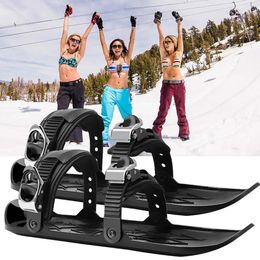 Bottes de ski de luge Patins de ski Snowboards d'extérieur Fixations résistantes à l'usure réglables Planche de ski universelle pour neige courte Snowboard noir 231215