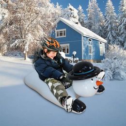 Luge d'hiver planche de Ski gonflable PVC traîneau à neige résistant à l'usure mignon bonhomme de neige anneau de Ski traîneau de noël enfant divertissement en plein air 231101