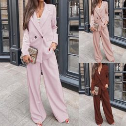 Slank en chique professioneel pak voor dames in solide kleuren koffie roze abrikoos ideaal voor kantoor en casual slijtage AST280488