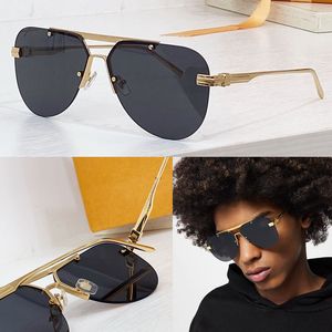 elegantes lentes planas Gafas de sol de diseñador de la marca House's icónicas gafas cuadradas sin marco con bisagra de metal Z1261 para hombres, mujeres, gafas de sol de lujo, lentes UV400, patrón de logotipo grabado