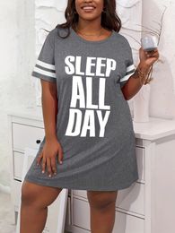 Sleep All Day Imprimé Womens NightGowns High Stretch Pyjamas Pyjama Robe de maison Summer plus taille Halter 240410