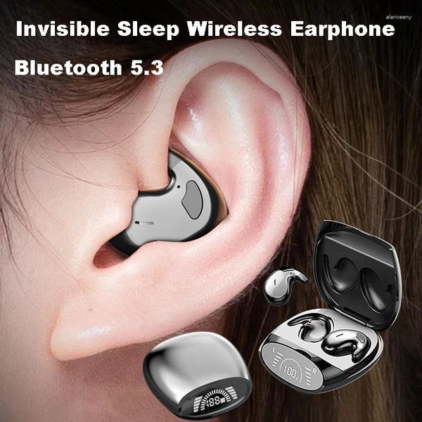 Auriculares invisibles para dormir, miniauriculares pequeños con cancelación de ruido oculta, auriculares inalámbricos TWS, auriculares estéreo deportivos Bluetooth 5,3