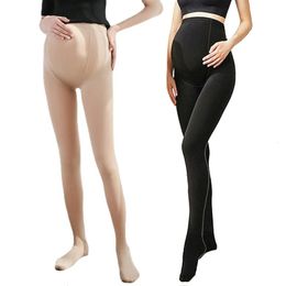 Sleep Lounge Collants de maternité en velours 120D pour femmes enceintes le gros printemps automne collants taille haute bas de corps noir Lingerie féminine 231120