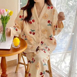 Slaaplounge 2 stukken herfst en wintermaterniteit Pyjama Set Dikke borstvoeding pyjama's Materniteit Kleding Pyjama's Katoen verpleegkundige kleding D240516