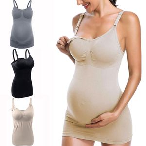 Slaaplounge borstvoeding geven tanktop borstvoeding Vest Hoge elastische bovenste knop gesp geworden Maternale verpleegkundige beha ondergoed Zwangerschapskleding 230404