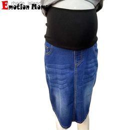 Sleep Lounge Emotion Moms Mémiennes Maternité Joupe de jean Haute taille Stretch Foldable Band Jupe en jean enceinte plus taille S à 4xLL2404