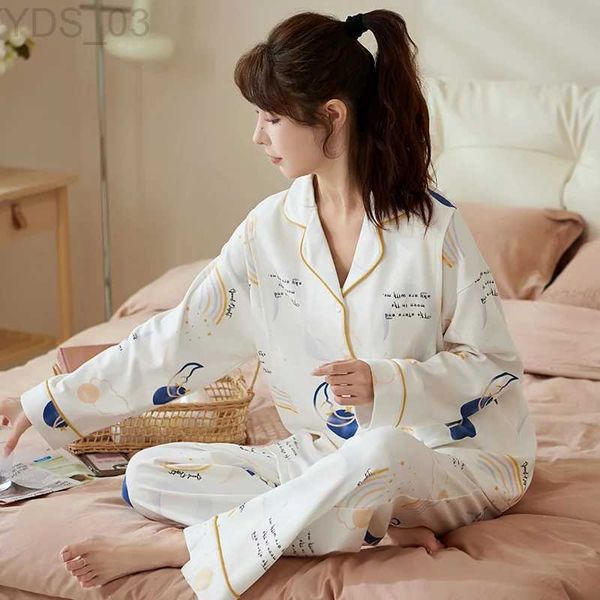 Sleep Lounge Salón para dormir de manga larga para mujeres embarazadas para otoño Tallas grandes Pijamas de lactancia de algodón de talla grande Trajes Blusas y pantalones de lactanciazln231214