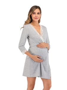 Sleep Lounge Maternity Robe for Hospital Chightgown Femmes enceintes Vérinères allaitantes Pyjama Lace Lace Vêtements allaités Bathrobe Mothers 230404