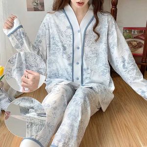 Slaaplounge nieuwe stijl pyjama's voor vrouwen in de lente herfst winter borstvoeding orale slijtage los vest set voor zwangere vrouwen D240516