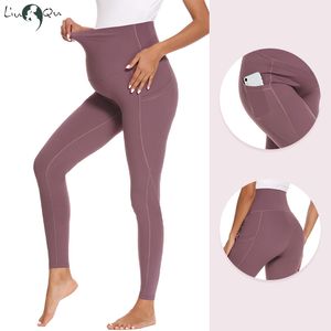 Slaap lounge zwangerschap mama kleding dames zwangerschap yogabroek voor met zakken hoge taille training leggings 221101