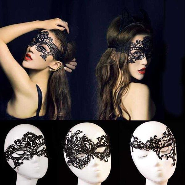 Masques de sommeil 1 PC Noir Découpe Dentelle Masque Noir Cool Fleur Masque Pour Les Yeux pour Mascarade Partie Masque Déguisement Costume Halloween Fête Fantaisie Décor J230602