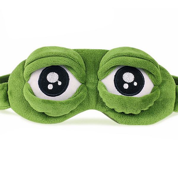 Máscaras para dormir 3D Sad Frog Sleep Mask Natural Dormir Sombra de ojos Cubierta Sombra Parche en el ojo Mujeres Hombres Suave Portátil Con los ojos vendados Viaje Eyepatch 230901