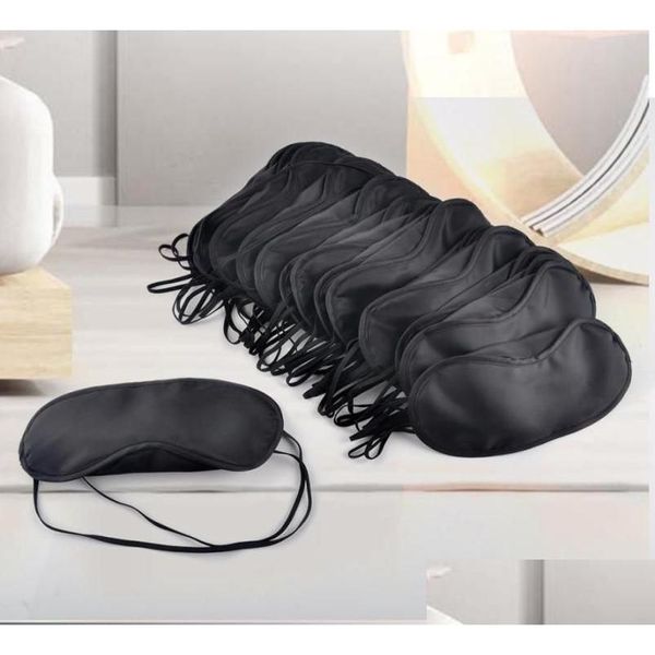 Masques de sommeil Masque pour les yeux noir Polyester éponge ombre Nap Er bandeau pour Slee voyage masques souples 4 couches 5219268 santé beauté Vision voiture Ot9V7