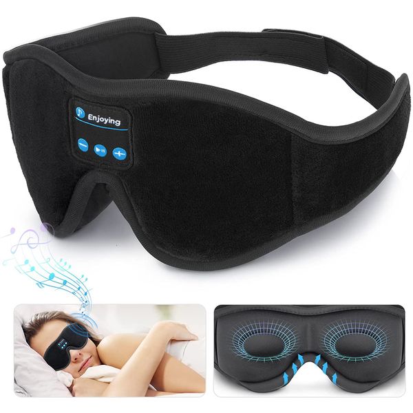 Masques de sommeil Masque pour écouteurs de sommeil Bluetooth 3D Masque pour les yeux Musique Jouer des écouteurs de sommeil avec haut-parleur HD intégré 230901