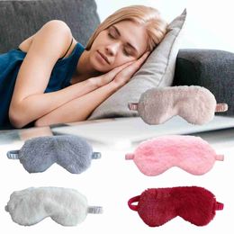 Slaapmaskers Plush Sleeping Eye Cover Sleep Mask Sort Sort Blainddoek Konijnen Haar Warm Dream Night Bandage Aidsband Relax READ Travel Eye Cover Y240401