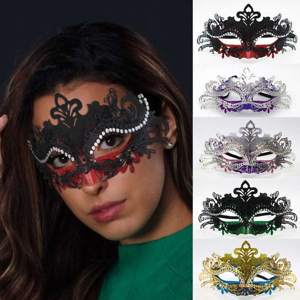 Máscaras para dormir Sexy Ladies Masquerade Ball Mask Fiesta veneciana Máscara para los ojos Lace Up New Black Carnival Disfraz Disfraz Sexy Party Decor J230602
