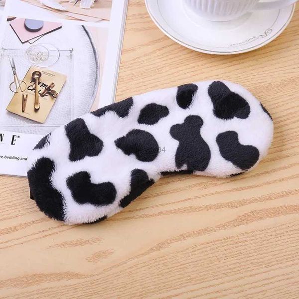 Masques de sommeil Masque de sommeil doux en peluche vache tache masques pour les yeux dormir bandeau mignon masque en peluche résistant à la lumière cache-œil sieste santé couverture pour les yeux