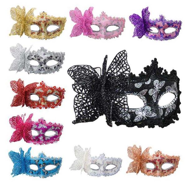 Masques De Sommeil De Mariage Femmes Glitter Poudre Demi Visage Masque Pour Les Yeux Couverture Avec Papillon Fleur Diamant Dentelle Conception Cosplay Danse Pour La Fête Décor J230602