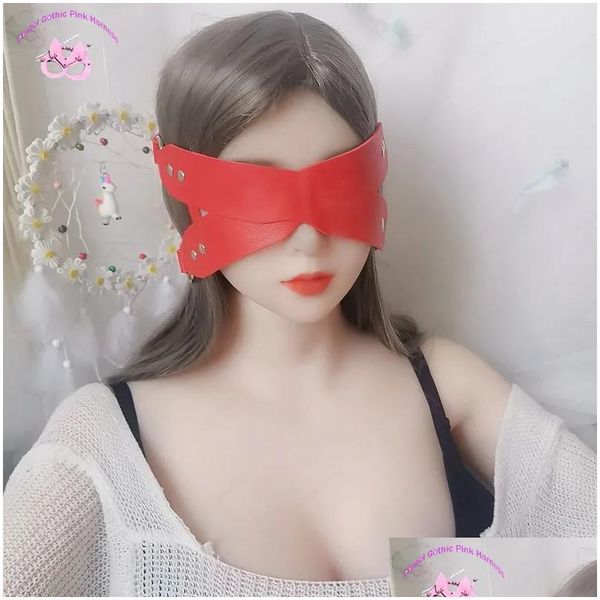 Máscaras para dormir Y Máscara para ojos Venda para mujeres PU Cuero Rosa Rojo Negro Halloween Mascarada Blinder Cinta Cosplay Accesorios Nuevo CX220 Dhczc