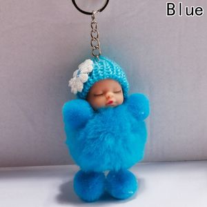 Dormir bébé poupée boule porte-clés voiture porte-clés sac pendentif porte-clés à breloques en peluche fourrure nouveau mignon femmes clé