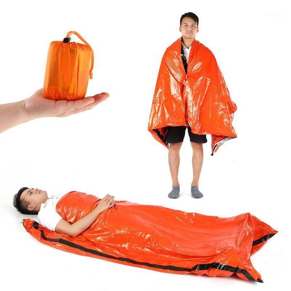 Saco de dormir Saco de dormir de emergencia al aire libre ligero portátil con saco con cordón para acampar, viajar, senderismo1