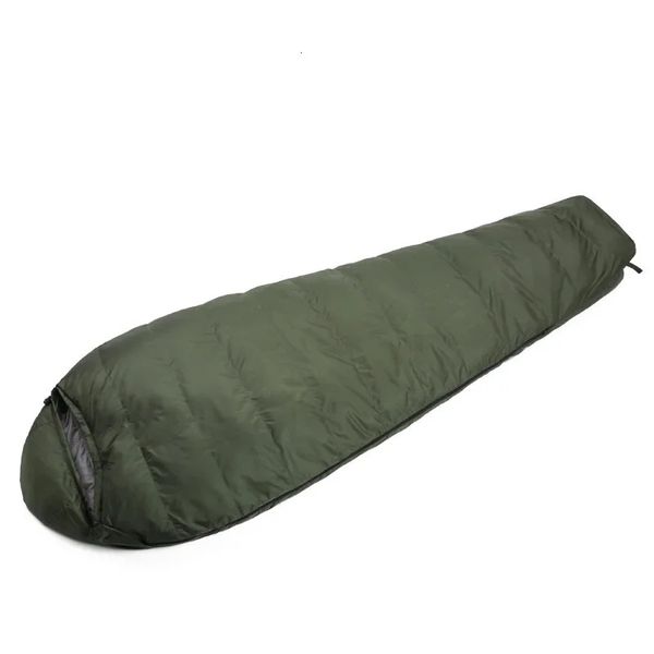 Sac de couchage ultraléger hiver vers le bas d'oie Camping en plein air sac de Compression basse température tactique thermique Style militaire Portable 240119