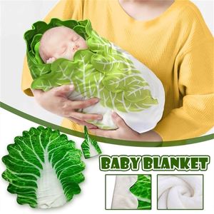 Slaapzakken 0-6m Baby Swaddle Wrap Born Simulation Cabbage Flanel Deken Flanel Deken 221007