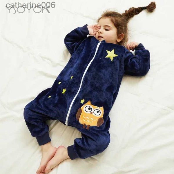 Sacs de couchage 1 à 5 ans Pyjamas d'hiver en flanelle pour enfants Sacs de couchage Barboteuses pour garçons et filles Costumes une pièce pour la maison WearL231225