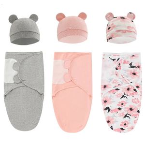 Slaapzakken 12 STKS Katoen geboren Sleepsack Baby Inbakeren Deken Wrap Hoed Set Baby Verstelbare Geboren Tas Mousseline Dekens 06 M 231026