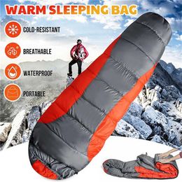 Bolsas de dormir 1 unid viaje de invierno impermeable bolsa de dormir térmica acampar al aire libre saco de dormir portátil T2210222806