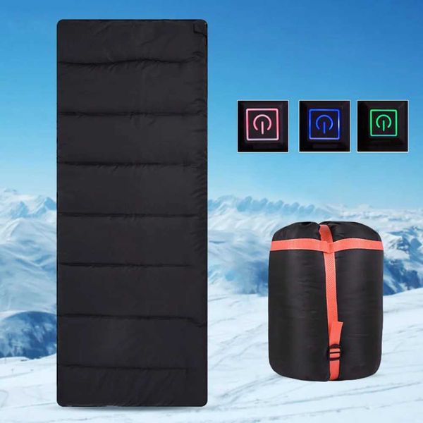 Sacs de couchage Sac de couchage de camping à 20 degrés étanche USB/type-C rechargeable sac de couchage météo avec sac de rangement pour randonnée CampingL231226