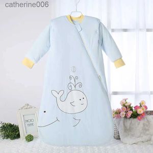 Sacs de couchage Automne hiver bébé sac de couchage Style de bande dessinée une pièce Anti coup de pied couette sac de couchage fermeture éclair conception doux respirant coton pyjamasL231225