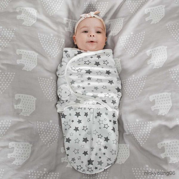 Sacos de dormir Bolsa de bebé para recién nacido Verano Algodón suave fino Niños Niñas Envoltura Ropa de dormir 0-3M Manta envolvente transpirable ajustable R230614