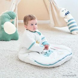 Sacs de couchage bébé sac épais anti-coup de pied pour nouveau-né vêtements de nuit coton hiver changement de couche manches détachées bambin combishort R230614