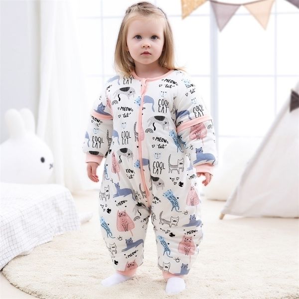 Sacs de couchage bébé enfants fermeture éclair mignon Animal mousseline sac de nuit enfants hiver fendu jambe thermique sac de literie pour les tout-petits 221007