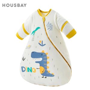 Sacs de couchage Sac de couchage bébé 3.5Tog hiver épais enfants gigoteuse dessin animé imprimé animal garder au chaud sac de nuit couette manches amovibles 231129