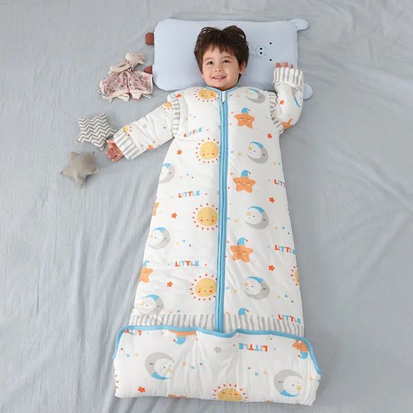 Sacos de dormir Saco de dormir para bebé Manga desmontable Manta portátil Cálido Infantil Orgánico Niño Saco de dormir Ropa de cama Edredón antipatadas 0-12 años 231108