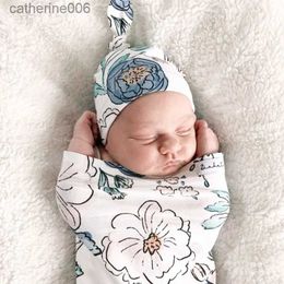 Sacs de couchage Bébé sac de couchage nouveau-né chapeau emmaillotés doux coton couverture de sommeil bébés couvertures pour nourrissons photographie PropsL231225