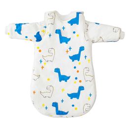 Slaapzakken Baby Slaapzak Vest Slaapzak met mouwen Afdekkbare handige verandering Diaper 100% katoenen bedrukte pasgeboren baby koetszak Y24051733QA