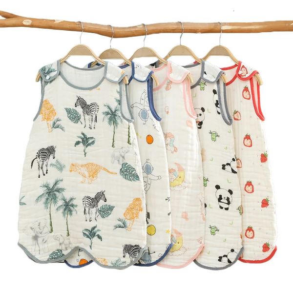 Sacs de couchage Bébé été mousseline sans manches sacs de couchage infantile gigoteuse doux gilet coton sac de couchage pyjama vêtements de nuit pour tout-petit 231031