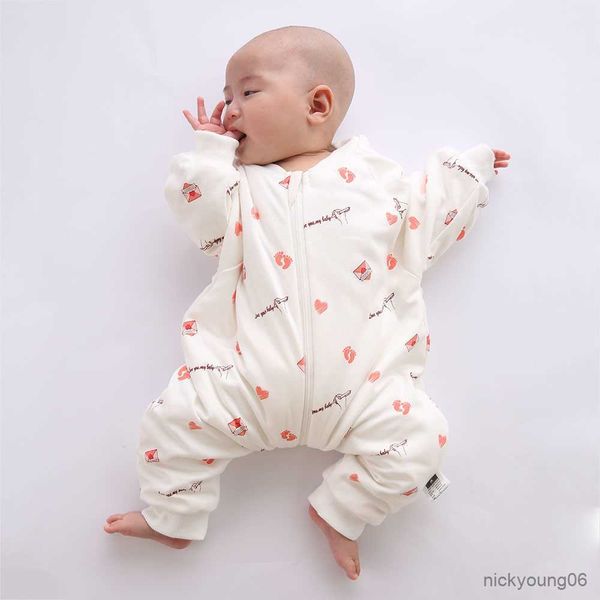 Sacs de couchage sac pour enfants jambe fendue vêtements de nuit d'été poisson bébé coton pratique changement de couche pyjama R230614