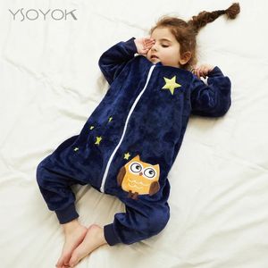 Sacs de couchage Dessin animé Flanelle Enfants Bébé Sac de couchage Sack Vêtements d'hiver chauds Enfant Sleepsack Pyjamas pour filles garçons enfants 1-6T 231215