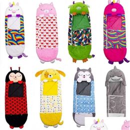 Sacs de couchage Sac de couchage de dessin animé pour enfants pour cadeau d'anniversaire enfants sac de couchage en peluche poupée oreiller bébé garçons filles chaud doux paresseux sacs de nuit Dhfw5