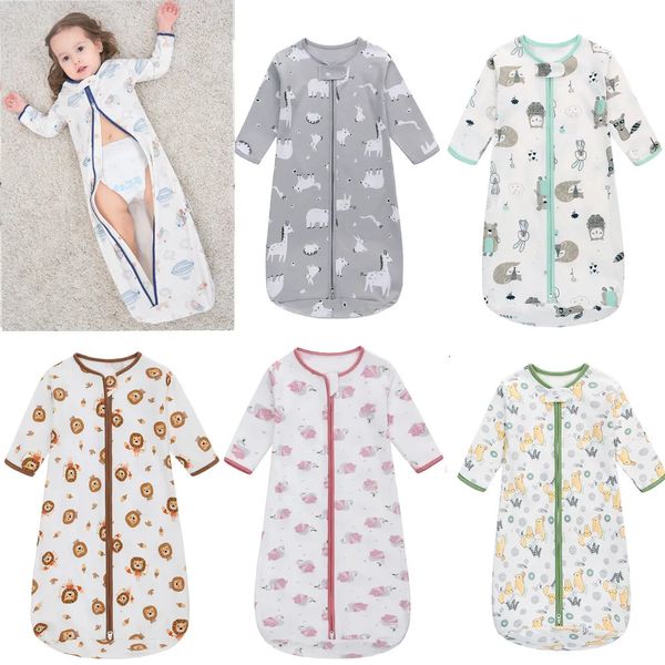 Sacos de dormir Algodón Bebé Saco de dormir de manga larga Pijamas para niños Capullo antipatadas para sobres nacidos Saco de dormir Ropa de cama para 0-18 m 231118