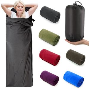 Bolsas de dormir Bolsa de lana Portátil Ultra Light Polar Hojas de viaje para adultos Tienda de campaña al aire libre Cama Forro cálido 231109