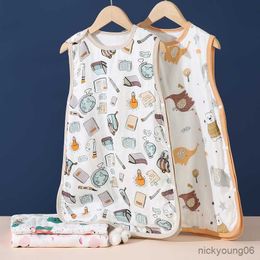Sacs de couchage quatre couches bambou coton sac pour nouveau-né bébé portable couverture couette printemps automne gilet sommeil R230614