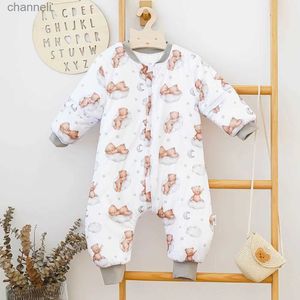 Sacos de dormir HappyFlute 10-20 Nuevo algodón de imitación Lindo estampado animal Manga larga Súper suave Extraíble Pierna dividida Bebé Saco de dormir térmico YQ231130