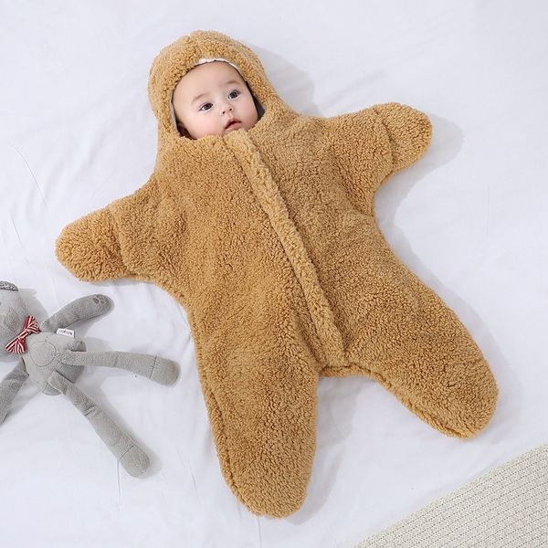 Sacos de dormir Happytobias Fluffy Soft Born Baby Starfish Sacos de dormir Sea Star Wrap Mantas Ropa de cama Sobre Fleece Infantil Sleepsack S06 230926